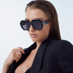 Valley Eyewear Monolith - Black Gloss with Silver Metal Trim