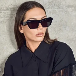Valley Eyewear Piaf - Gloss Black w. Silver Metal / Black Lens