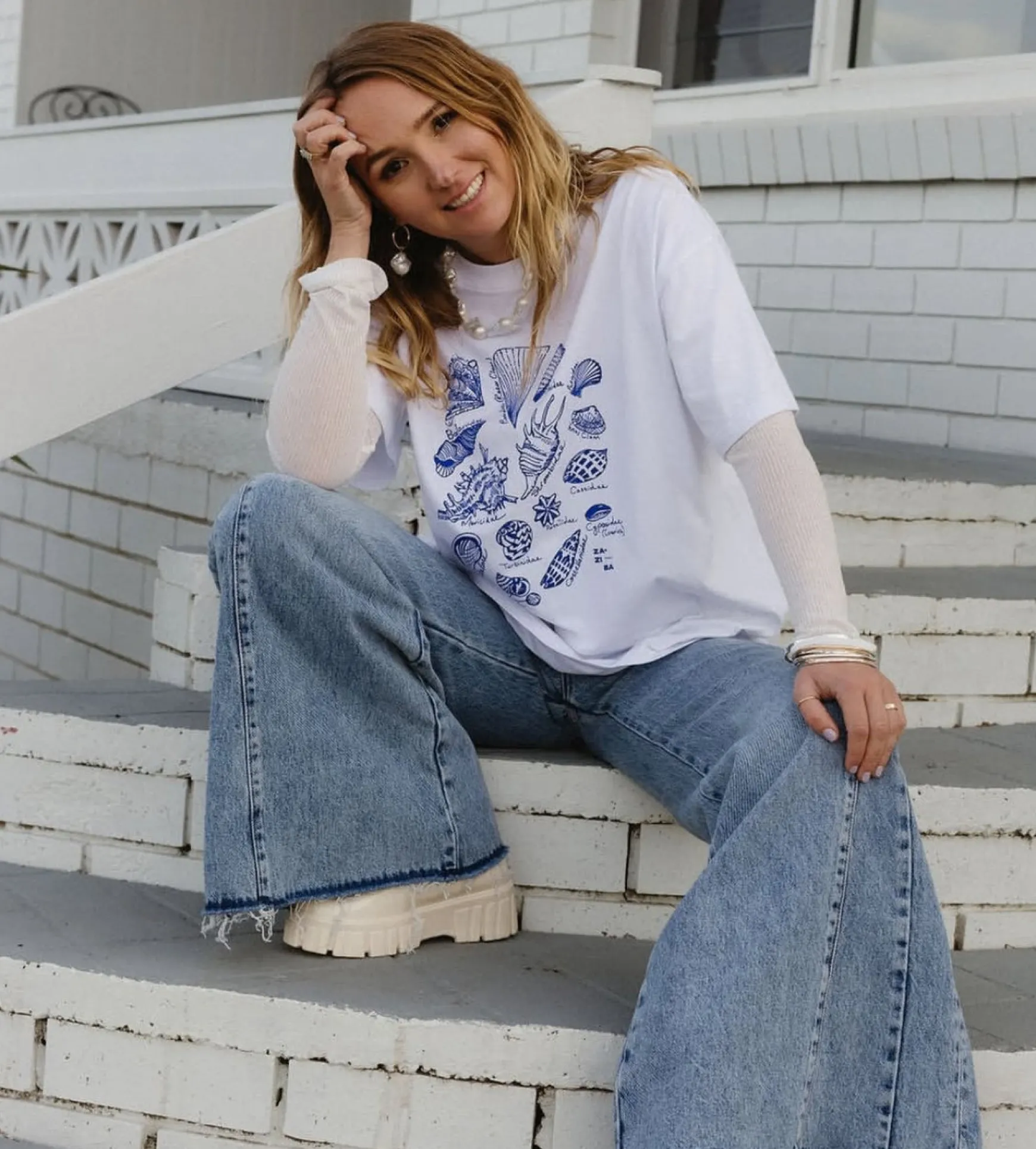 Zaziba Seashells Tee - White